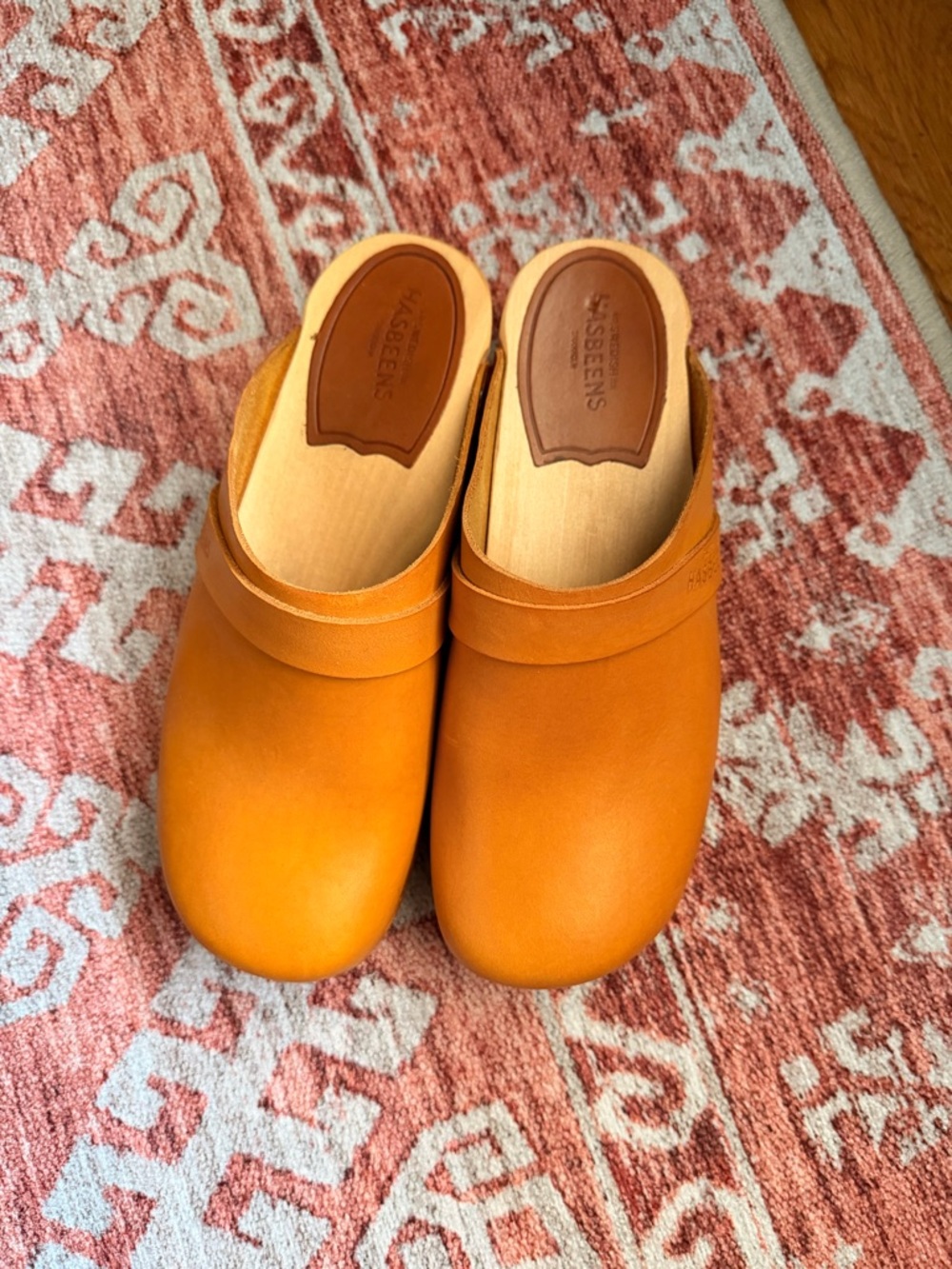 Swedish Hasbeens Leather Clogs in “Limone”